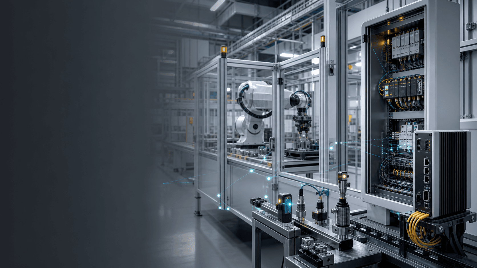 Industrial automation equipment with connected sensors and control hardware